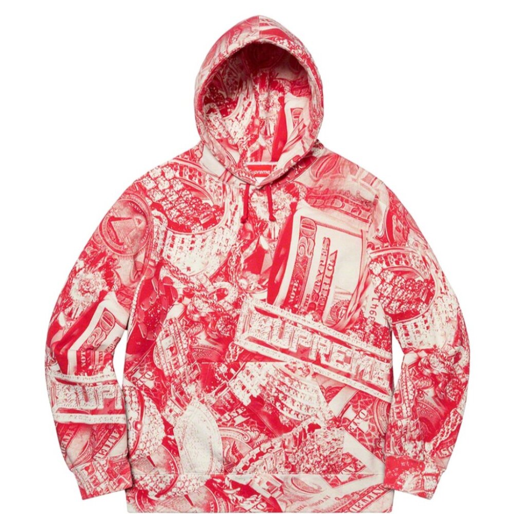 Brand New! Supreme S/S 20 Bling Hooded Sweatshirt (Red) Large - Picture 1 of 7